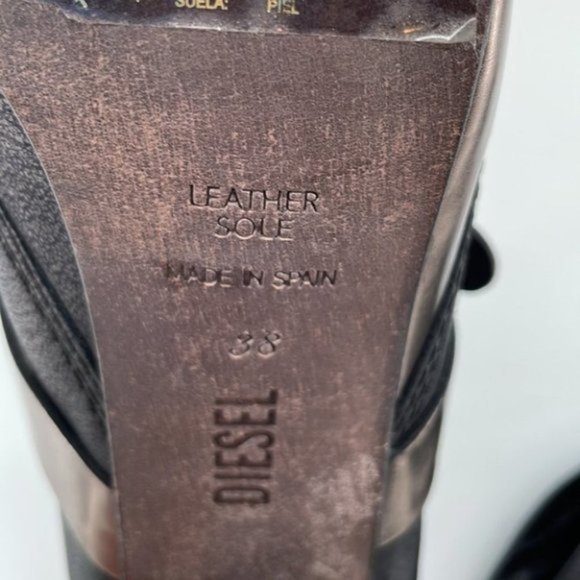 DIESEL leather Folie peep toe bootie boot platform black anthracite - Picture 14 of 14